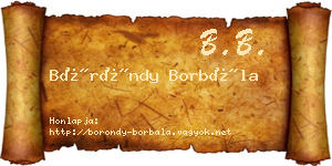 Böröndy Borbála névjegykártya